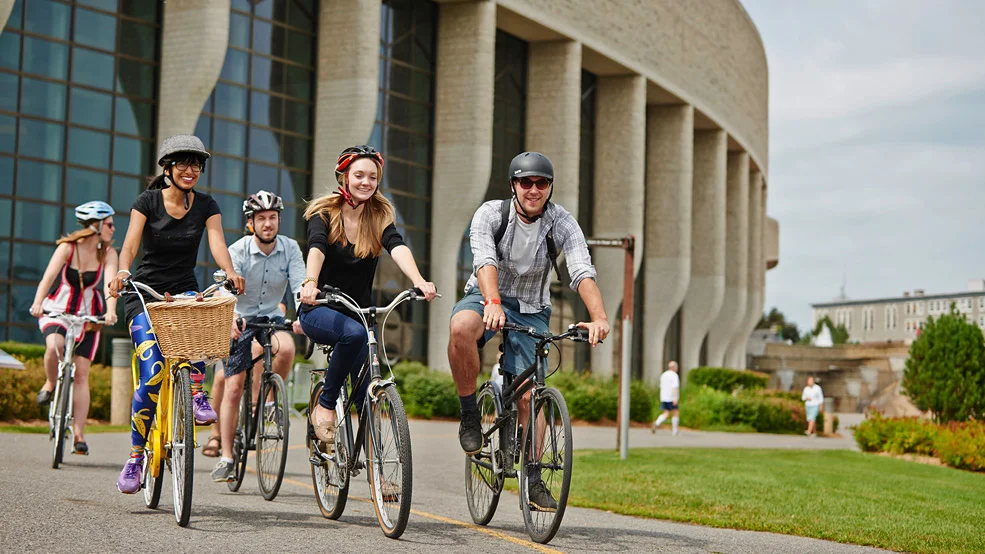 Cyclists with Canadian Museum of History in the background, Cycling