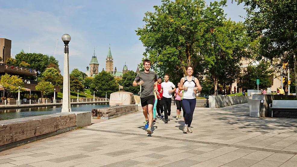 Runners along Rideau Canal