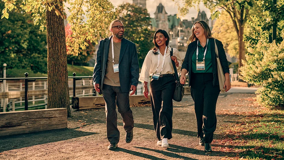 Meeting professionals on Rideau Canal pathway