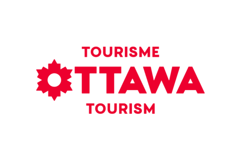 Red logo on transparent background reading Tourisme Ottawa Tourism