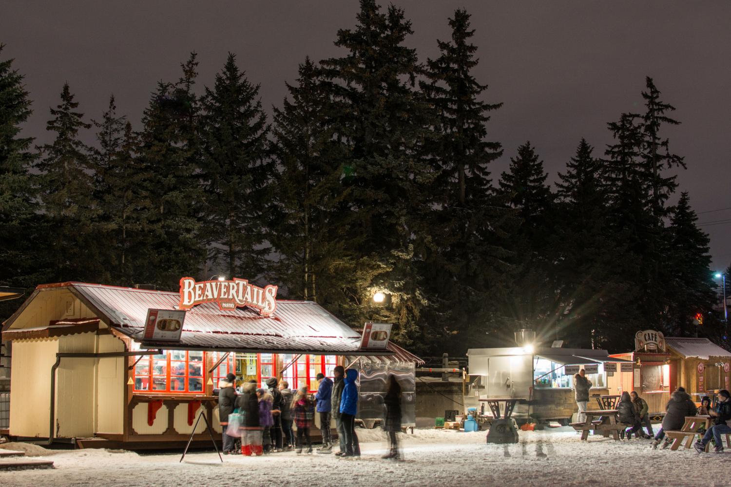 People line up for a BeaverTail along the Rideau Canal.