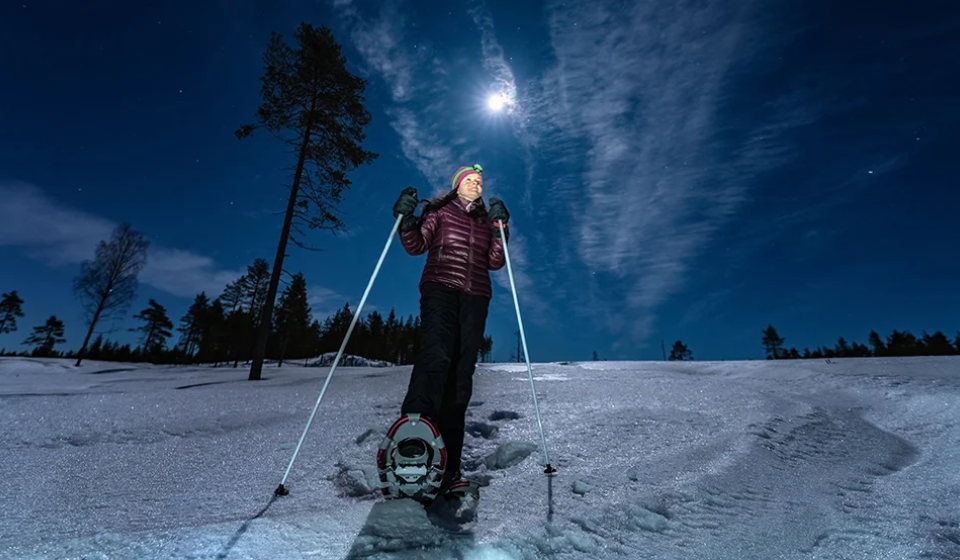 Snowshoes under the stars