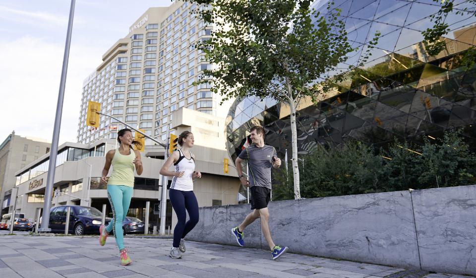 Runners along Rideau Canal and Shaw Centre